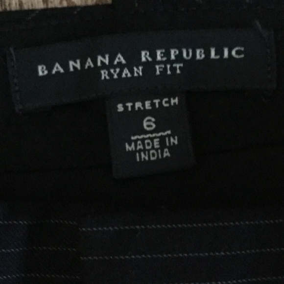 Banana Republic Ryan Fit Pin Stripe Trousers Stretch Wool Blend Lined Black Sz 6 - Picture 7 of 11